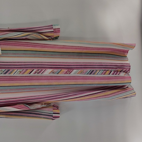 Velzera Striped Collared Shirt Dress Button Down Size Medium Midi Long sleeve - Picture 3 of 9